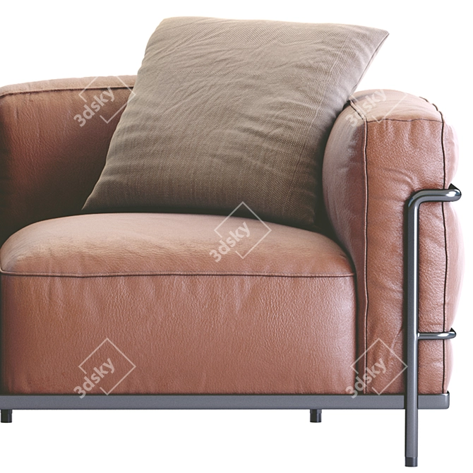 Luxurious Cassina LC3 Leather Sofa 3D model image 2
