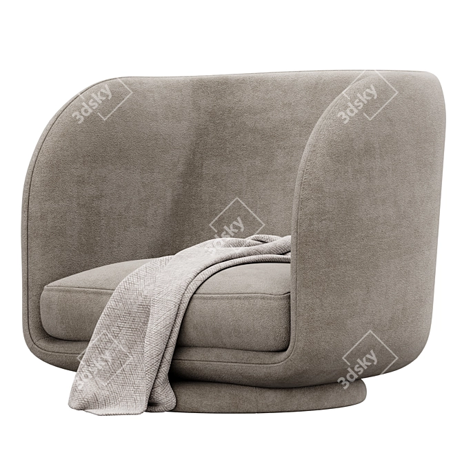 Chenille Lounge Chair with Plush Throw 3D model image 4