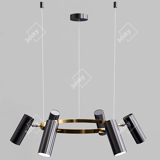 Metallic Cylinder Pendant Light 3D model image 1