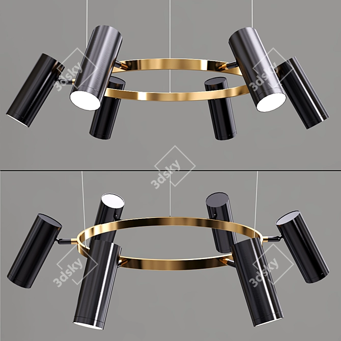 Metallic Cylinder Pendant Light 3D model image 2