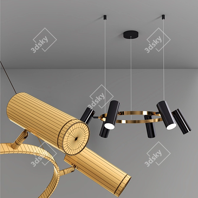 Metallic Cylinder Pendant Light 3D model image 5