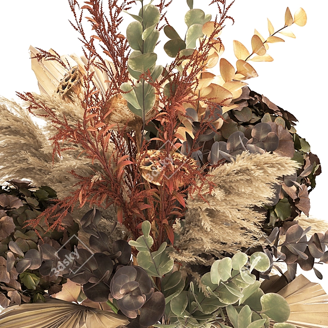 Autumn Bliss Bouquet with Dried Flowers 3D model image 3