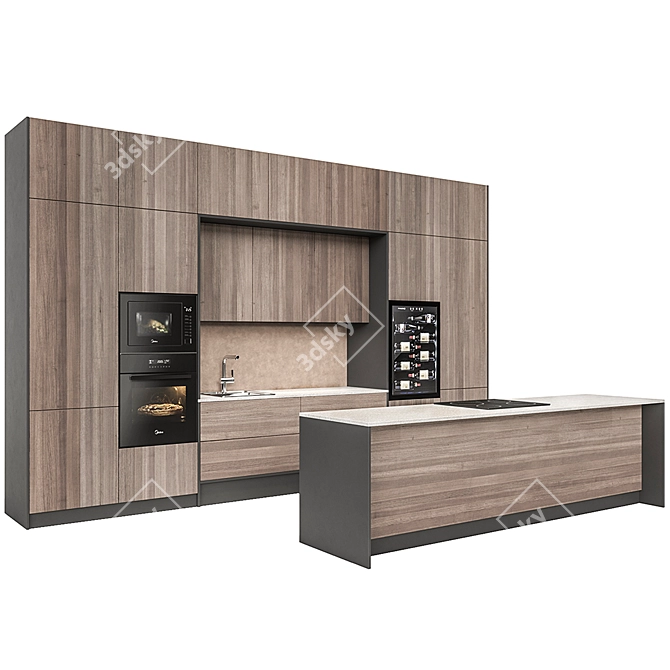 Metropolitan Island Kitchen 3D model image 1