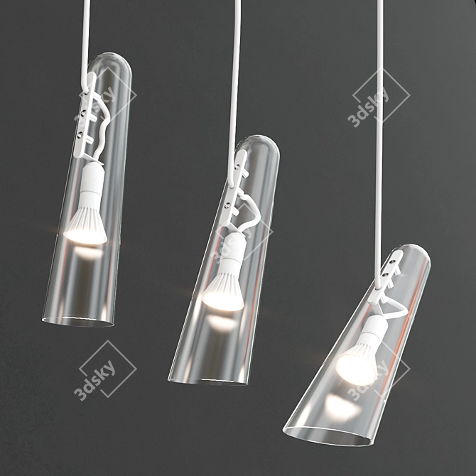 Elegant Glass Pendant Flutes 3D model image 2