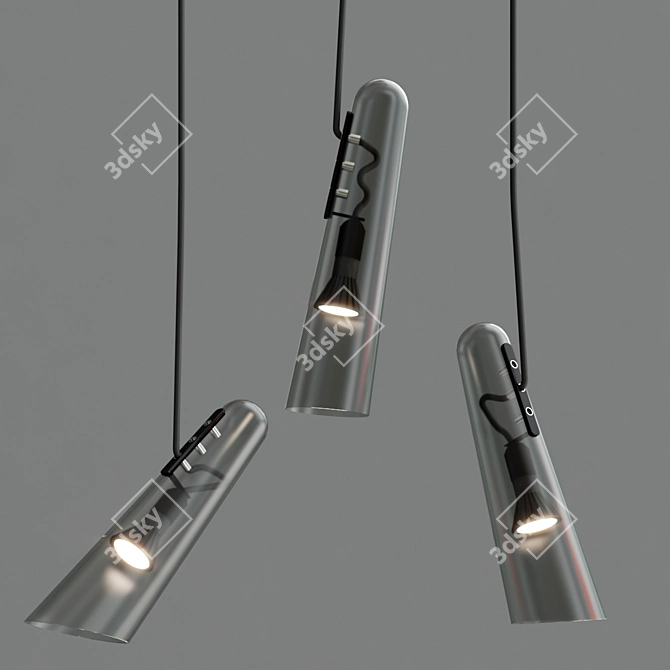 Elegant Glass Pendant Flutes 3D model image 3