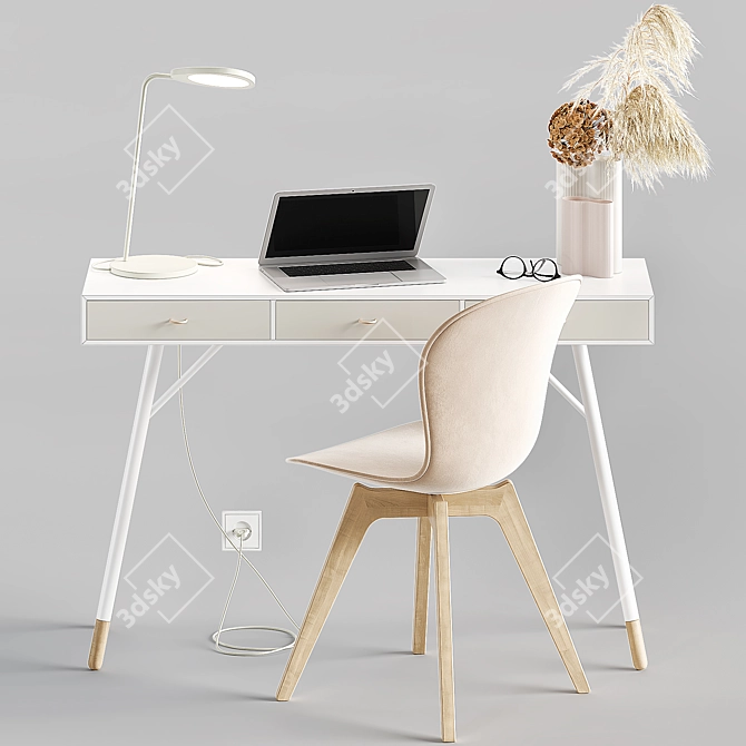 Modern Home Office Set with BoConcept Cupertino Console Table, Adelaide Chair, and Muuto Leaf Lamp 3D model image 2