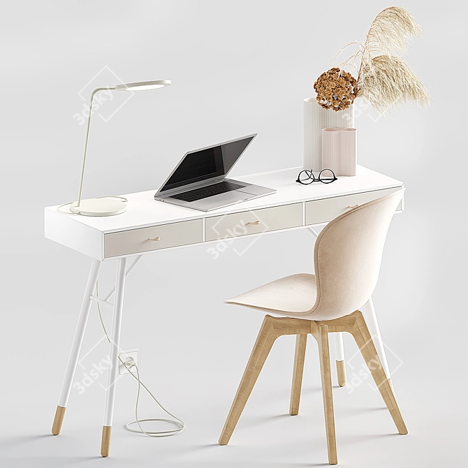 Modern Home Office Set with BoConcept Cupertino Console Table, Adelaide Chair, and Muuto Leaf Lamp 3D model image 6