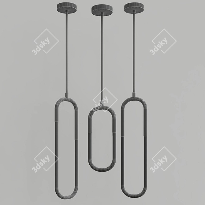 Sleek Tubular Pendant LED Lamps 3D model image 2