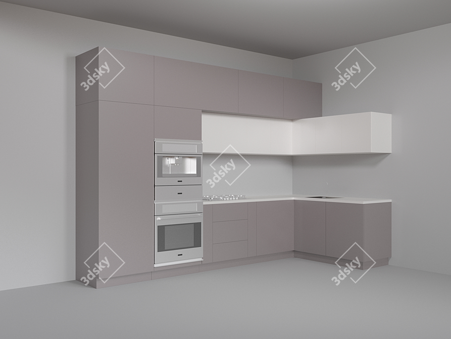 Compact Corner Kitchen 3D model image 1