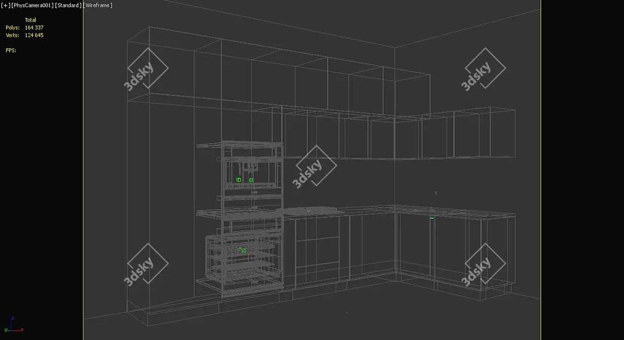 Compact Corner Kitchen 3D model image 2