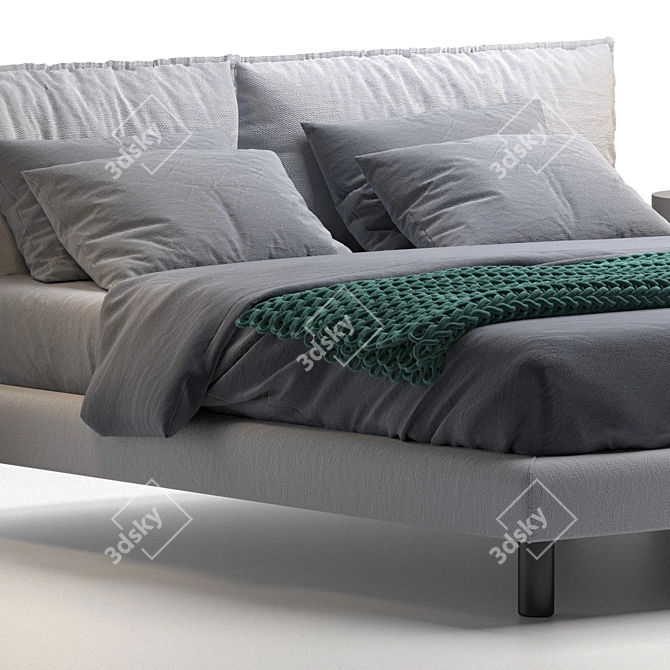 Elegant Upholstered Bed with Wooden Frame 3D model image 2