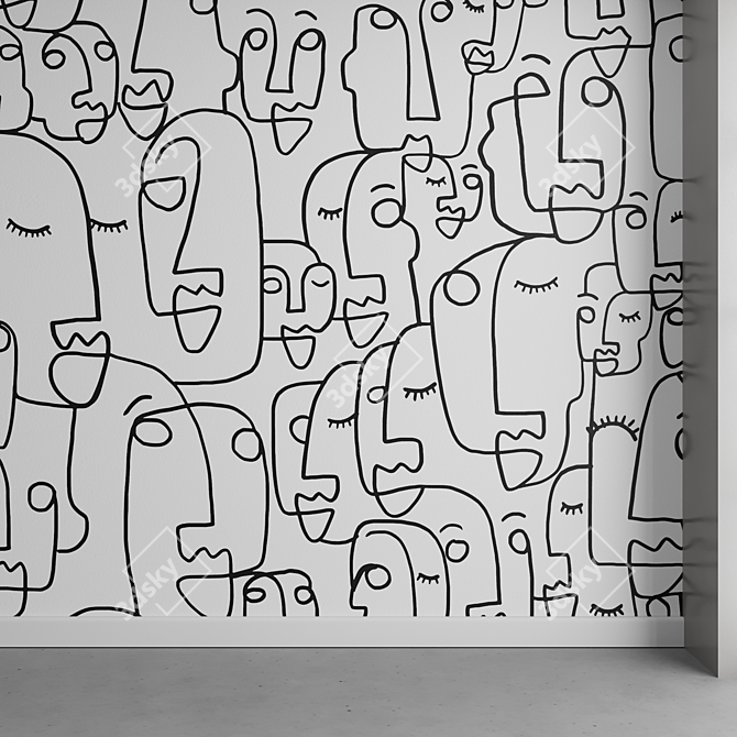 Scribble Faces: Abstract Line Drawing 3D model image 1