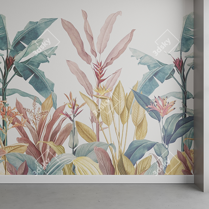 Vintage Tropical Minimalist Wallpaper 3D model image 1