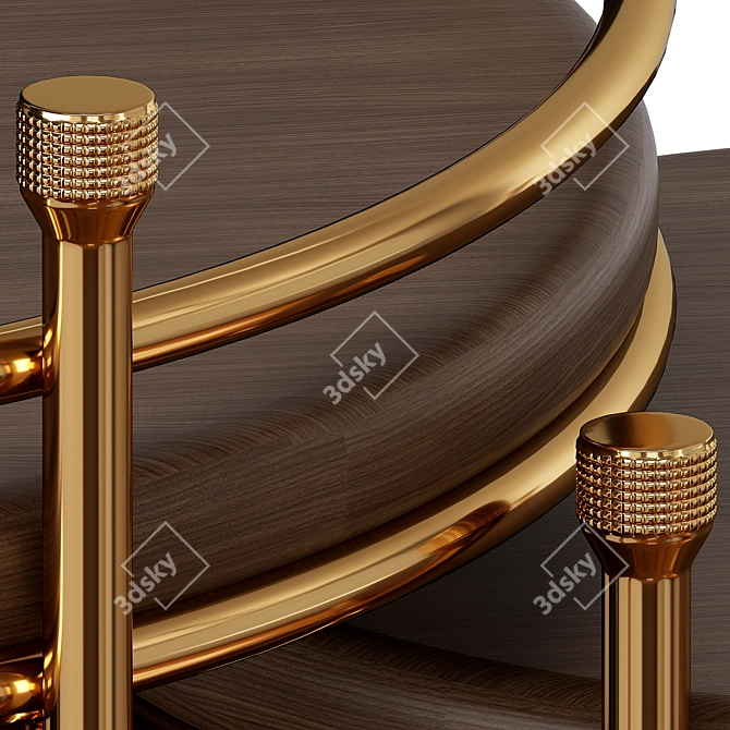 Mezzo Erni Side Table: Polished Brass meets Walnut Veneer 3D model image 4