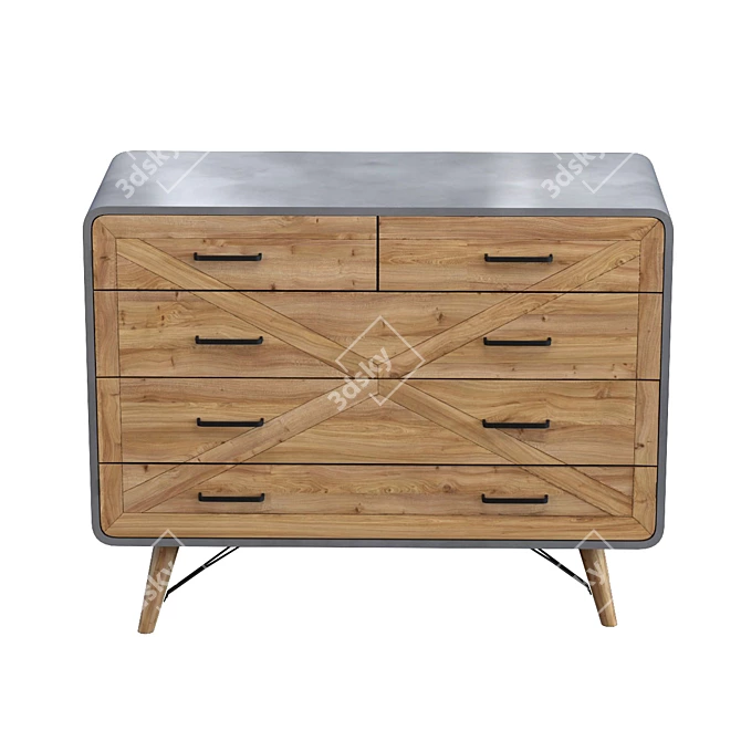 Factory Style Metal and Glass Dresser 3D model image 2