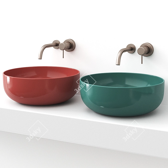 ERA SMALL Washbasin: Stylish Design in 3 Colors 3D model image 1