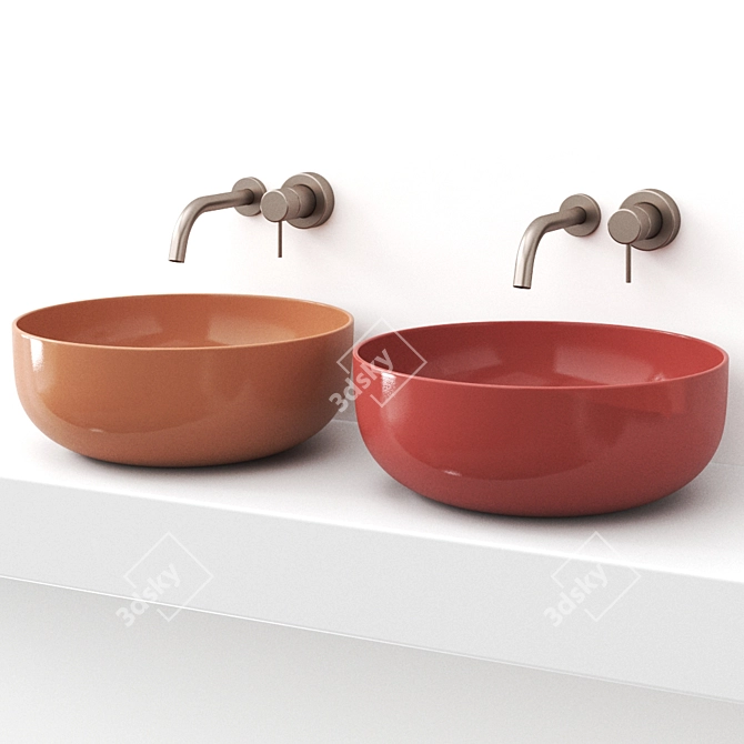 ERA SMALL Washbasin: Stylish Design in 3 Colors 3D model image 2