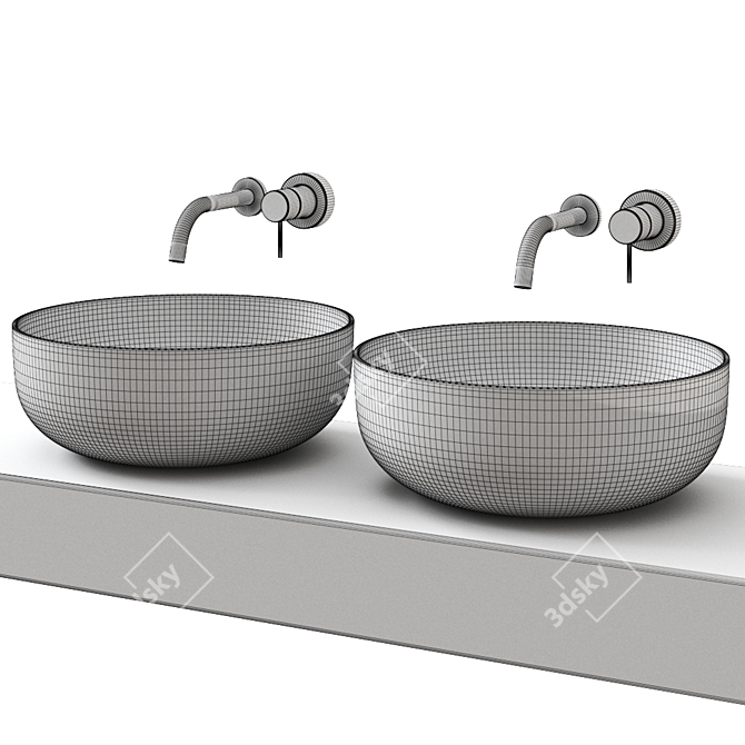 ERA SMALL Washbasin: Stylish Design in 3 Colors 3D model image 3