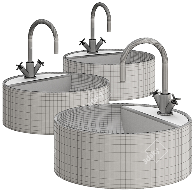 Slim Countertop Washbasin: Stylish & Space-saving 3D model image 2