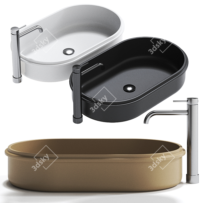 RISE Oval Washbasin: Modern Elegance for the Perfect Bathroom 3D model image 1