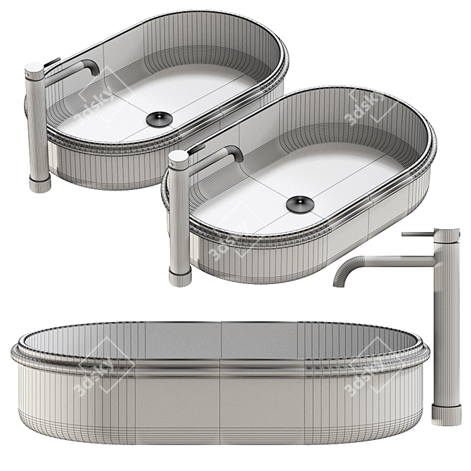 RISE Oval Washbasin: Modern Elegance for the Perfect Bathroom 3D model image 2