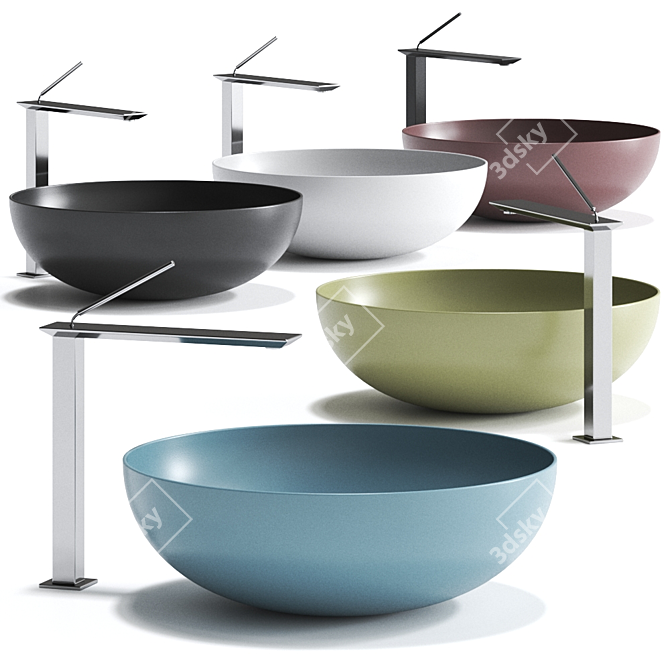 Valdama POD Round Washbasin: Sleek Design, Vibrant Colors 3D model image 1