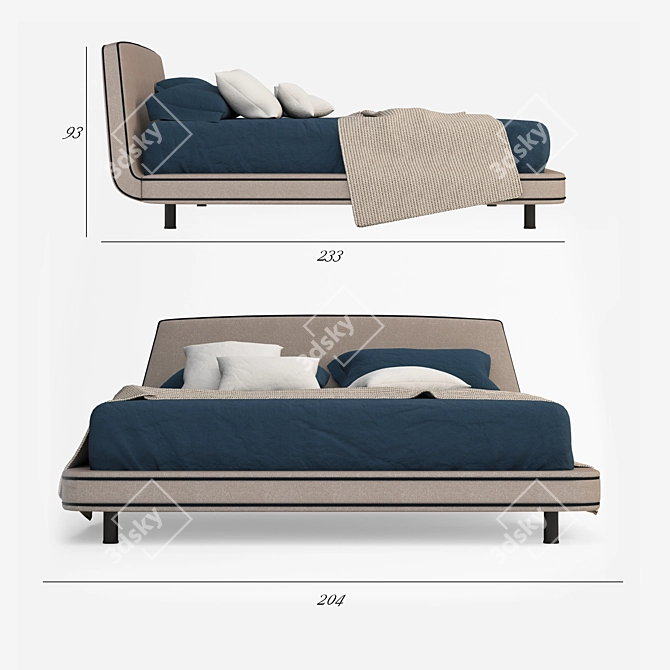 BONALDO Joe Bed: Modern Elegance personified 3D model image 2