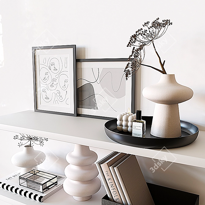 Title: Decorative Shelf with Elegant Accessories 3D model image 4