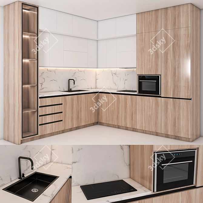 Sleek Kitchen Design Set 3D model image 2