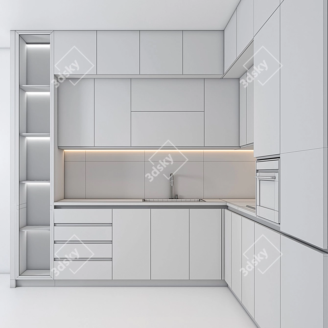 Sleek Kitchen Design Set 3D model image 5