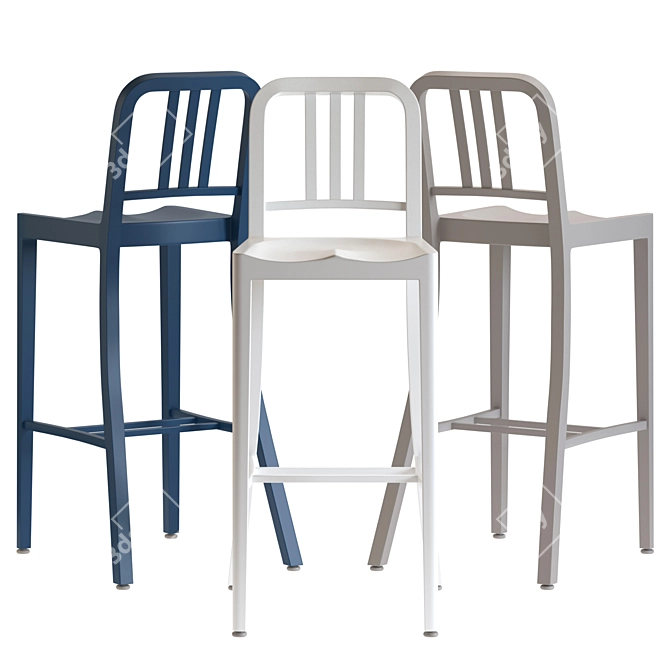 Emeco 111 Navy Barstool: Authentic and Stylish 3D model image 3