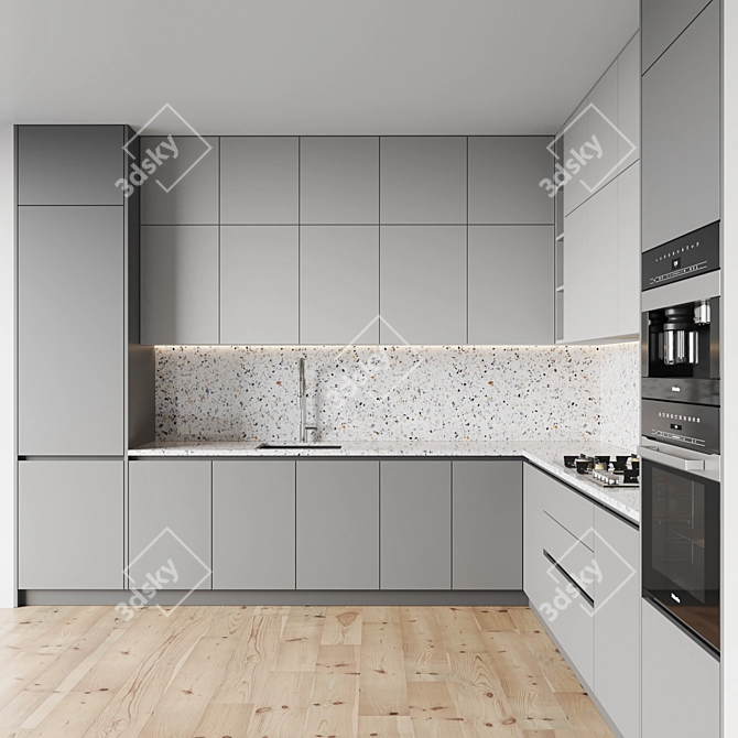 Modern Kitchen Set: Gas Hob, Oven, Coffee Machine 3D model image 2