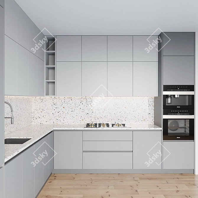 Modern Kitchen Set: Gas Hob, Oven, Coffee Machine 3D model image 5