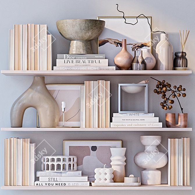 Stylish Decorative Shelves 3D model image 1