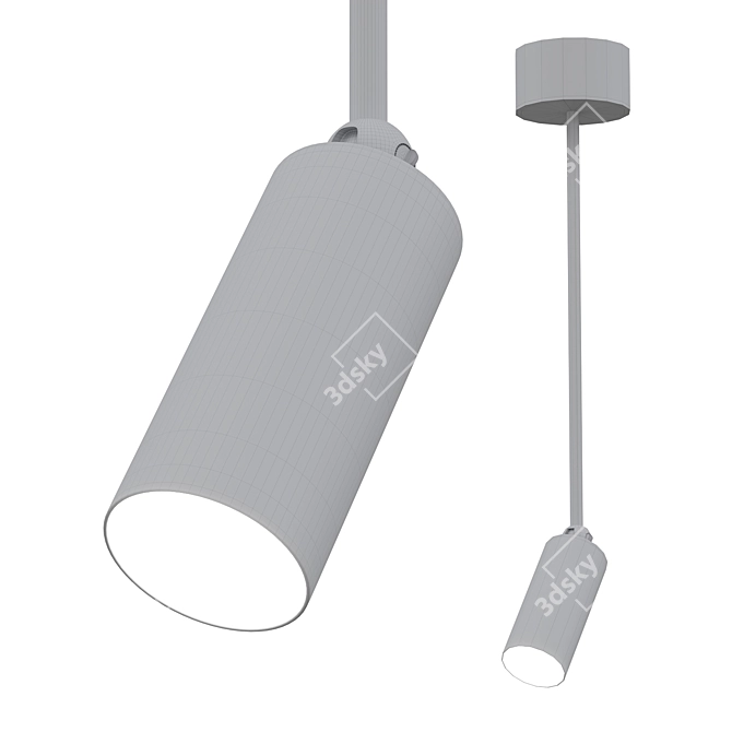 Sleek Cylinder Pendant Light 3D model image 2