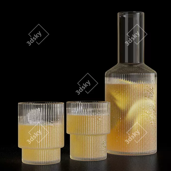 Elegant Glassware Set with Decanter 3D model image 11