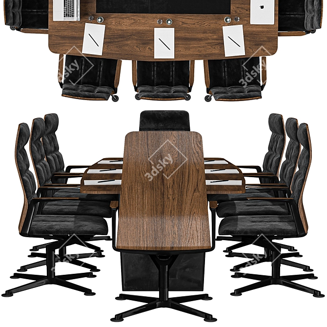 Elegant Wood Conference Table 3D model image 2