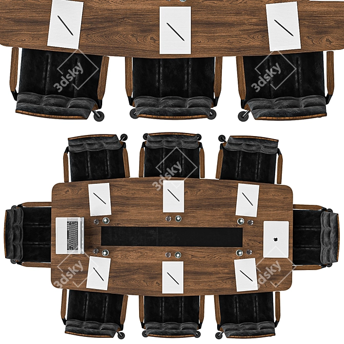 Elegant Wood Conference Table 3D model image 5