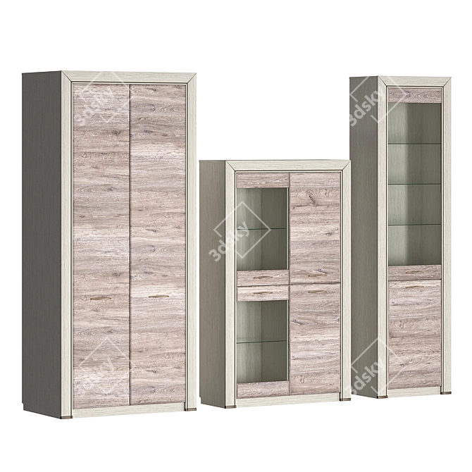 Modern Olivia Display & Cabinet Combo 3D model image 1