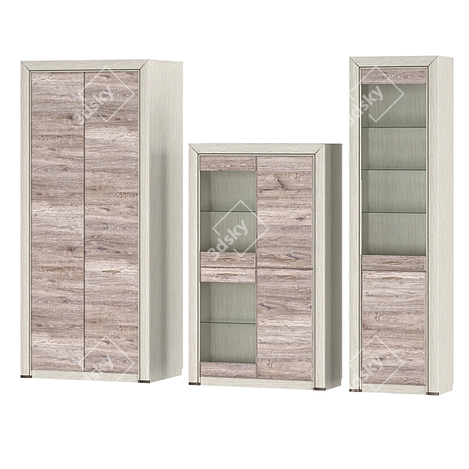 Modern Olivia Display & Cabinet Combo 3D model image 2