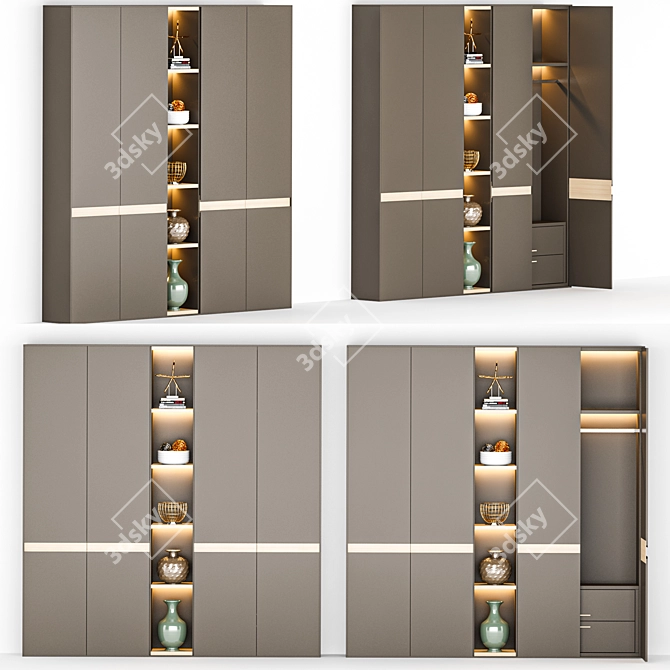 Spacious 3m Wardrobe Furniture 3D model image 1