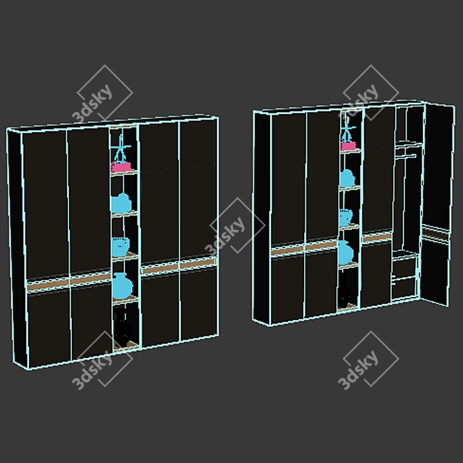 Spacious 3m Wardrobe Furniture 3D model image 4