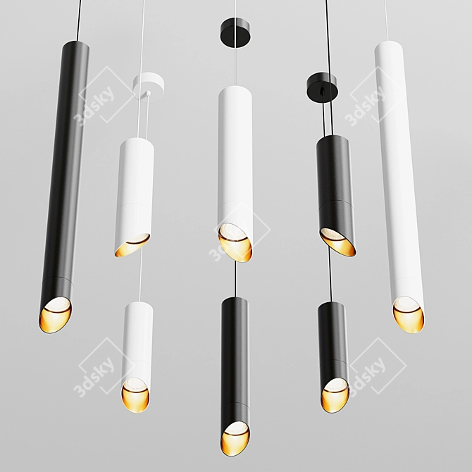 Sleek LED Pendant Lamp - Long Tube 3D model image 2
