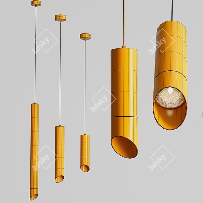 Sleek LED Pendant Lamp - Long Tube 3D model image 3