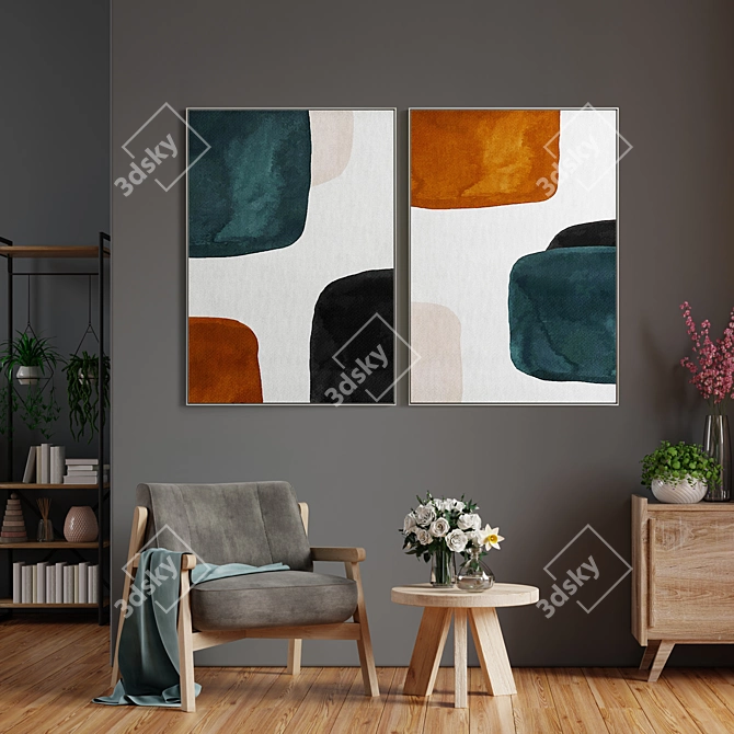 Title: Minimal Abstract Photo Frame Set 3D model image 2