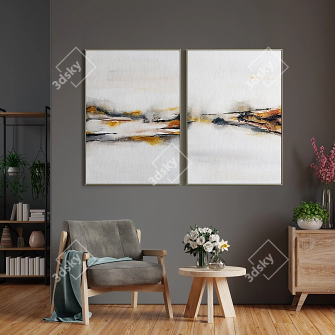 Modern Abstract Frame Set 3D model image 4