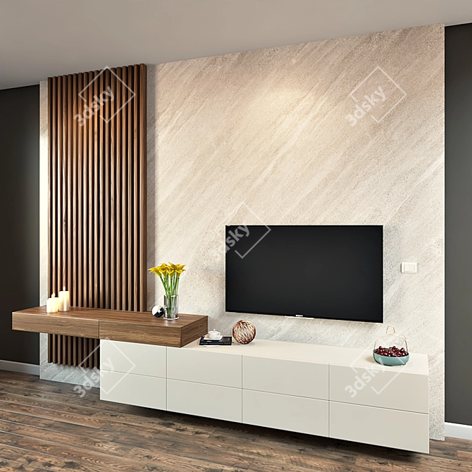 Elegant TV Self for Modern Interiors 3D model image 2