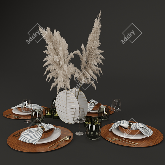 Luxury Table Setting 3D Model 3D model image 1