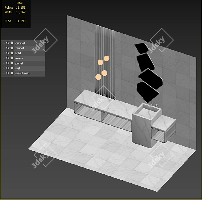 Modern Bathroom Furniture Set 3D model image 5