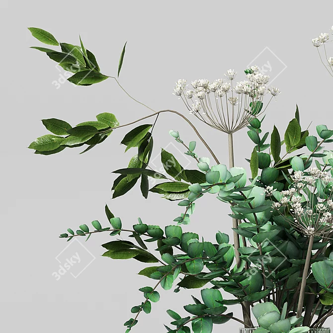 Gorgeous Green Glass Vase Bouquet 3D model image 2